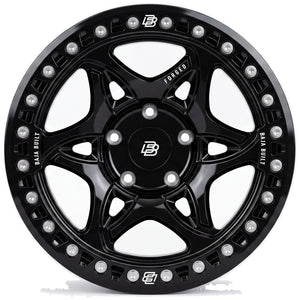 Baja Built Tribute forged beadlock wheel - Glossy Black, 5-lug, face on