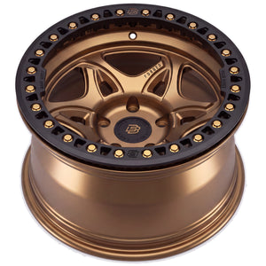 Baja Built Tribute forged beadlock wheel - Satin Bronze, 5-lug, rim profile