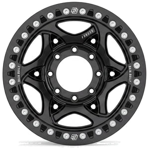 Baja Built Tribute forged beadlock wheel - Glossy Black, 8-lug, face on