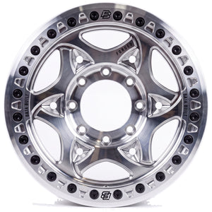 Baja Built Tribute forged beadlock wheel - Machined Raw, 8-lug, face on