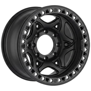 Baja Built Tribute forged beadlock wheel - Matt Black, 8-lug, three-quarter view