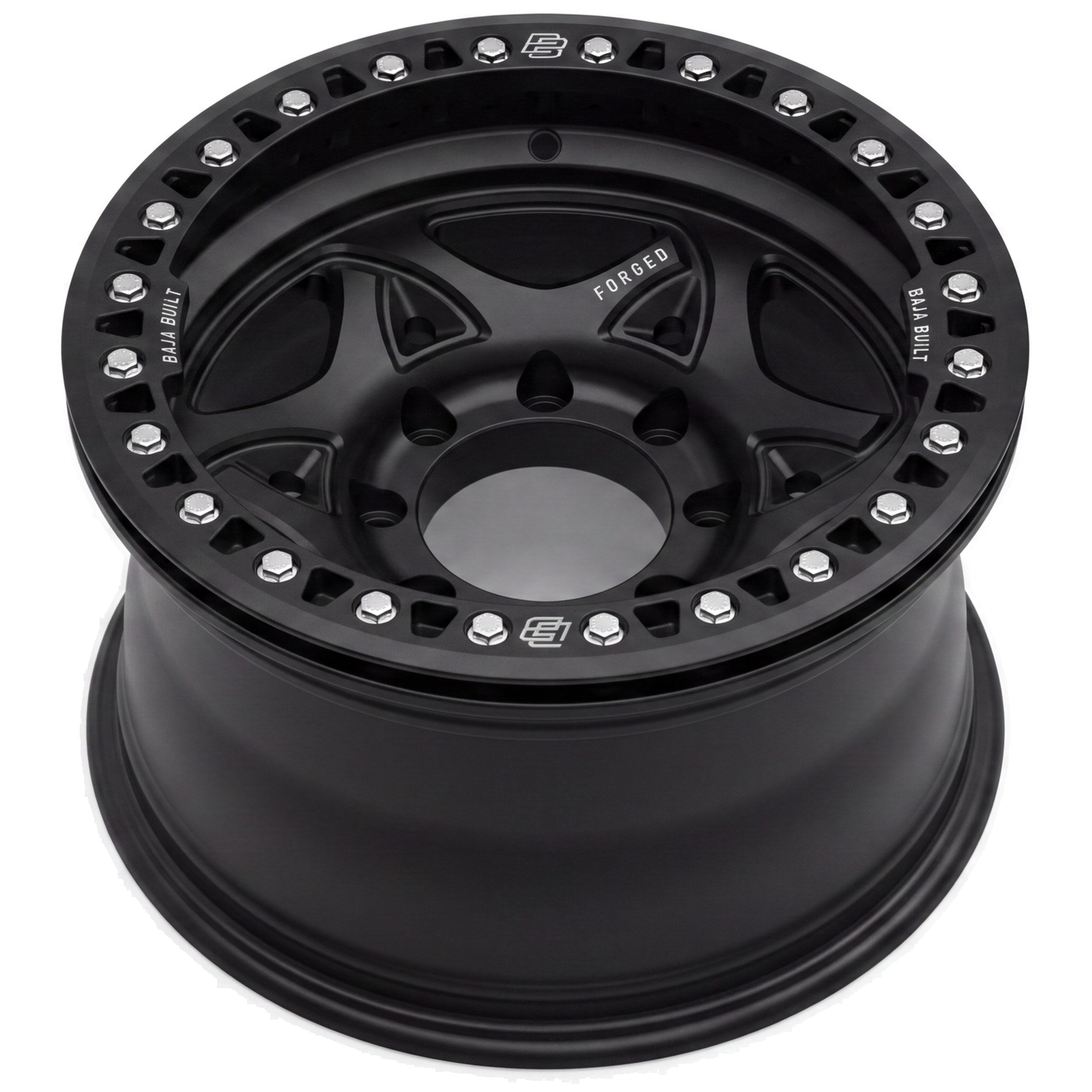 Baja Built Tribute forged beadlock wheel - Matt Black, 8-lug, rim profile