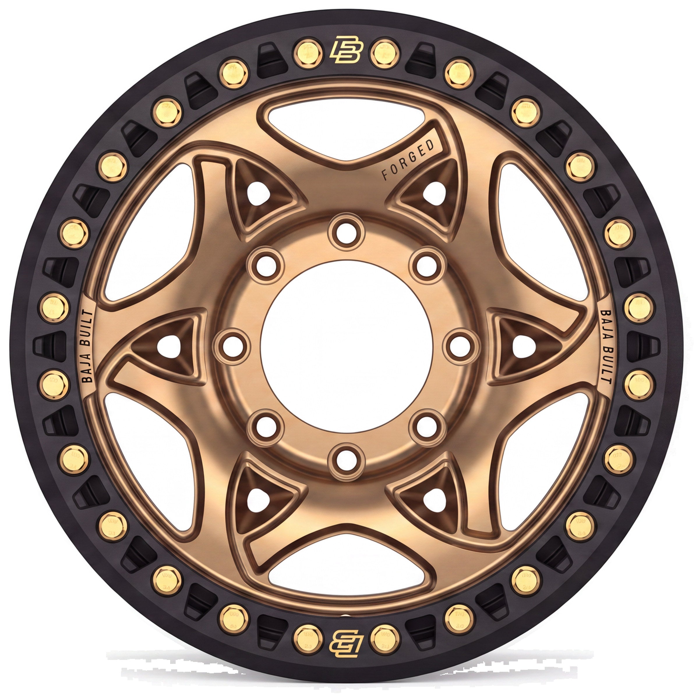 Baja Built Tribute forged beadlock wheel - Satin Bronze, 8-lug, face on