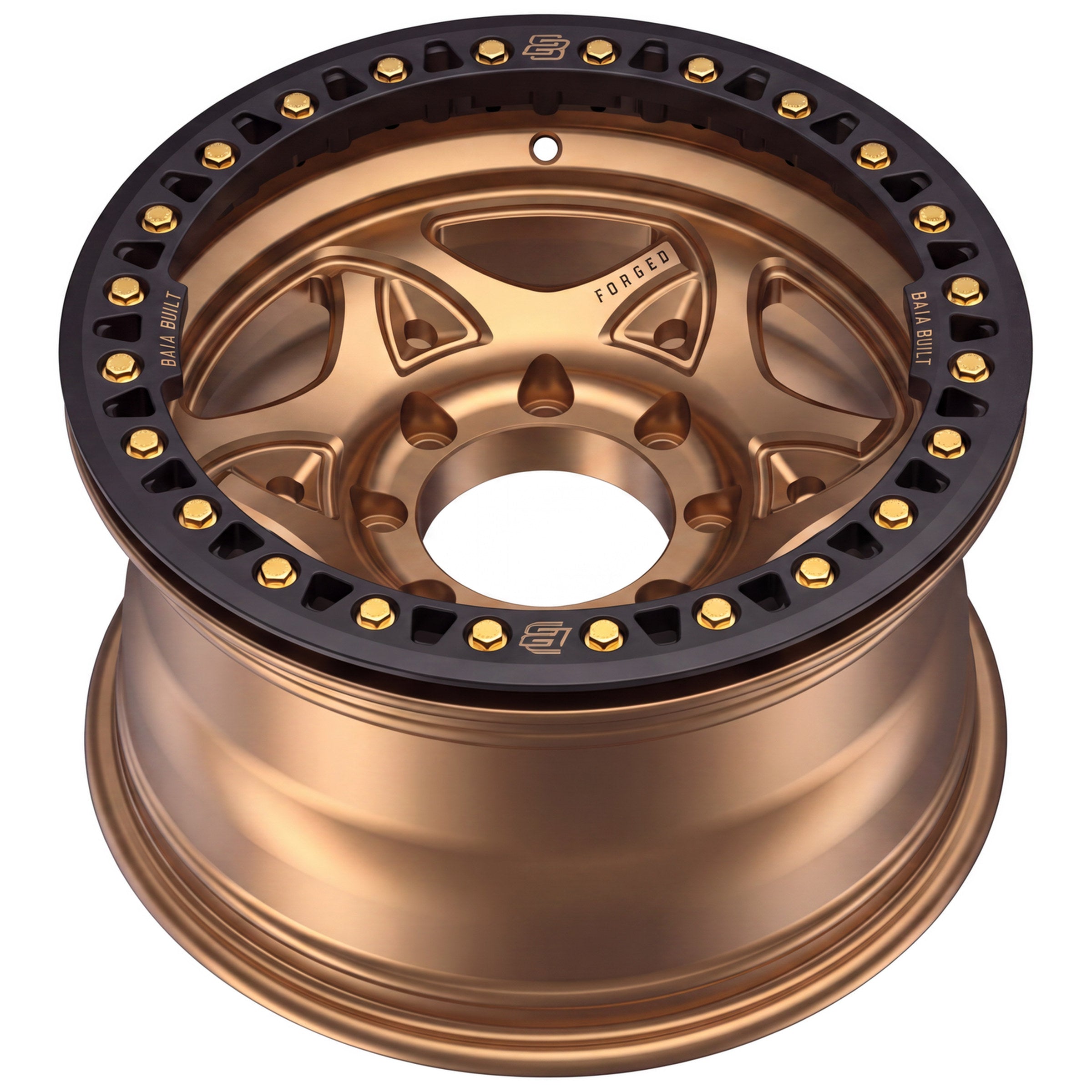 Baja Built Tribute forged beadlock wheel - Satin Bronze, 8-lug, rim profile