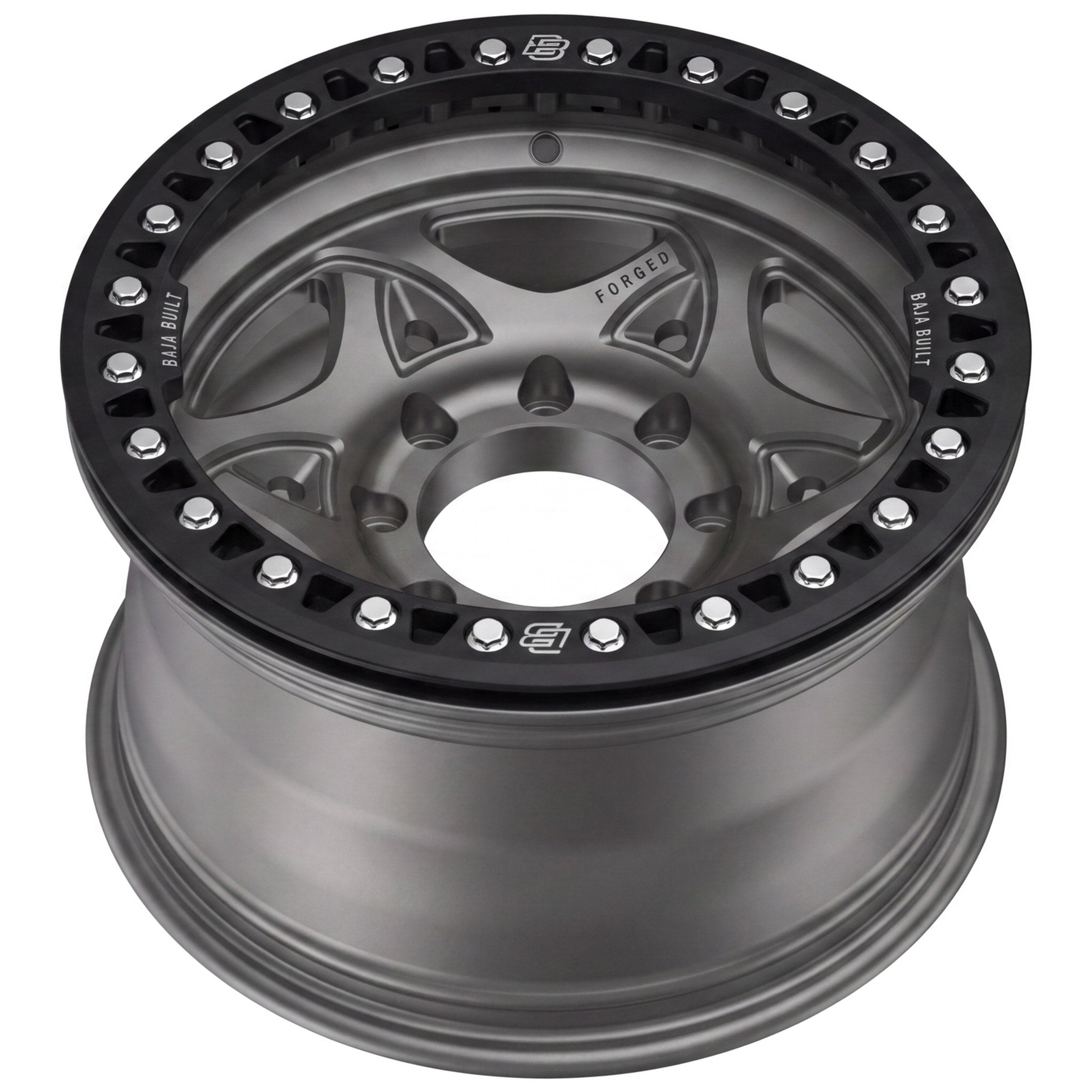 Baja Built Tribute forged beadlock wheel - Satin Graphite, 8-lug, rim profile